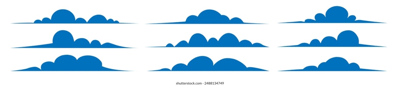 Clouds set vector flat cartoon blue color