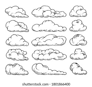 Clouds set. Vector. Outlain hand drawing. The isolated object on a white background.