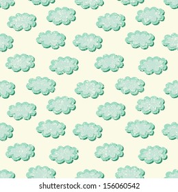 clouds shabby seamless pattern, vector illustration