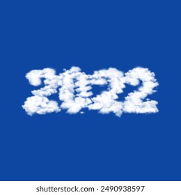 Nubes en forma de símbolo del año 2022 sobre un fondo de cielo azul. Un símbolo que consiste en nubes en el centro. Ilustración vectorial sobre fondo azul