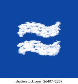 Clouds in the shape of a approximately equal symbol on a blue sky background. A symbol consisting of clouds in the center. Vector illustration on blue background