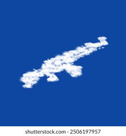 Clouds in the shape of a assault rifle on a blue sky background. A symbol consisting of clouds in the center. Vector illustration on blue background