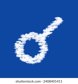 Clouds in the shape of a astrological connection symbol on a blue sky background. A symbol consisting of clouds in the center. Vector illustration on blue background