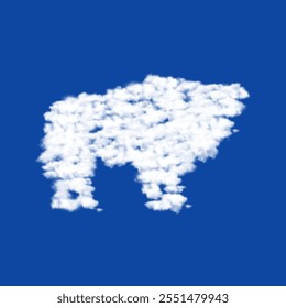 Clouds in the shape of a buffalo symbol on a blue sky background. A symbol consisting of clouds in the center. Vector illustration on blue background