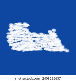 Clouds in the shape of a bulldozer symbol on a blue sky background. A symbol consisting of clouds in the center. Vector illustration on blue background