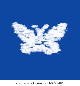 Clouds in the shape of a butterfly symbol on a blue sky background. A symbol consisting of clouds in the center. Vector illustration on blue background
