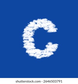 Clouds in the shape of a capital letter C symbol on a blue sky background. A symbol consisting of clouds in the center. Vector illustration on blue background