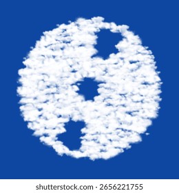 Nuvens na forma de um símbolo de cd em um fundo de céu azul. Um símbolo que consiste em nuvens no centro. Ilustração vetorial no plano de fundo azul