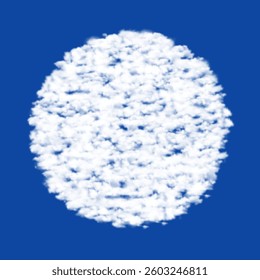 Clouds in the shape of a checker game symbol on a blue sky background. A symbol consisting of clouds in the center. Vector illustration on blue background
