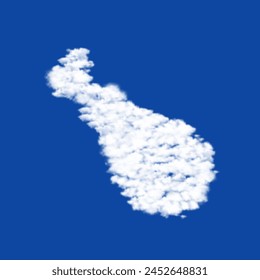 Clouds in the shape of a chicken's leg symbol on a blue sky background. A symbol consisting of clouds in the center. Vector illustration on blue background