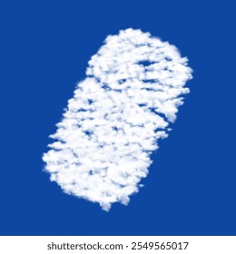 Wolken in Form eines Computermaussymbols auf blauem Himmelhintergrund. Ein Symbol, das aus Wolken in der Mitte besteht. Vektorgrafik auf blauem Hintergrund