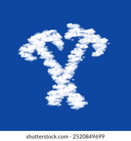 Nubes en forma de un símbolo de hachas cruzadas sobre un fondo azul del cielo. Un símbolo que consiste en nubes en el centro. Ilustración vectorial sobre fondo azul
