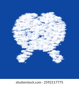 Clouds in the shape of a crossed ping pong rackets symbol on a blue sky background. A symbol consisting of clouds in the center. Vector illustration on blue background