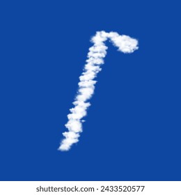 Clouds in the shape of a crowbar symbol on a blue sky background. A symbol consisting of clouds in the center. Vector illustration on blue background