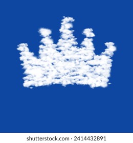 Clouds in the shape of a crown symbol on a blue sky background. A symbol consisting of clouds in the center. Vector illustration on blue background