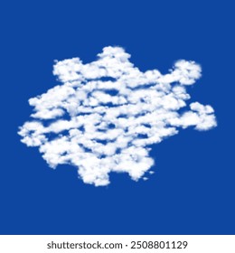 Clouds in the shape of a digital tech symbol on a blue sky background. A symbol consisting of clouds in the center. Vector illustration on blue background