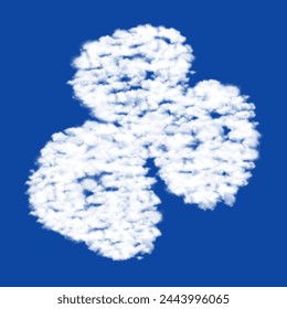 Clouds in the shape of a divination stones symbol on a blue sky background. A symbol consisting of clouds in the center. Vector illustration on blue background