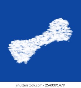 Clouds in the shape of a dog bone symbol on a blue sky background. A symbol consisting of clouds in the center. Vector illustration on blue background