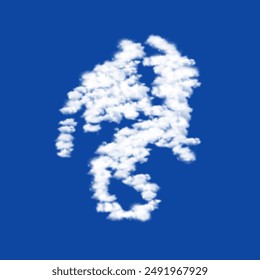 Clouds in the shape of a dragon symbol on a blue sky background. A symbol consisting of clouds in the center. Vector illustration on blue background
