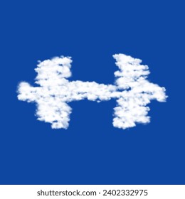 Clouds in the shape of a dumbbell symbol on a blue sky background. A symbol consisting of clouds in the center. Vector illustration on blue background