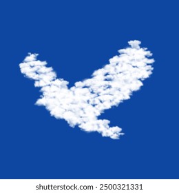 Clouds in the shape of a eagle symbol on a blue sky background. A symbol consisting of clouds in the center. Vector illustration on blue background