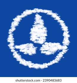 Clouds in the shape of a ecology symbol on a blue sky background. A symbol consisting of clouds in the center. Vector illustration on blue background