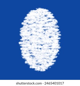 Clouds in the shape of a ellipse symbol on a blue sky background. A symbol consisting of clouds in the center. Vector illustration on blue background
