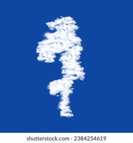 Nubes en forma de símbolo de encantamiento sobre un fondo azul del cielo. Símbolo que consiste en nubes en el centro. Ilustración vectorial sobre fondo azul