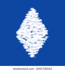 Clouds in the shape of a ethereum symbol on a blue sky background. A symbol consisting of clouds in the center. Vector illustration on blue background