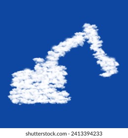 Clouds in the shape of a excavator symbol on a blue sky background. A symbol consisting of clouds in the center. Vector illustration on blue background