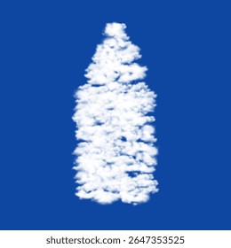 Clouds in the shape of a feeding bottle symbol on a blue sky background. A symbol consisting of clouds in the center. Vector illustration on blue background