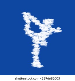 Clouds in the shape of a female figure skating symbol on a blue sky background. A symbol consisting of clouds in the center. Vector illustration on blue background