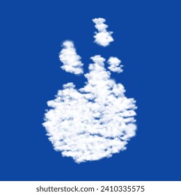 Clouds in the shape of a fire symbol on a blue sky background. A symbol consisting of clouds in the center. Vector illustration on blue background