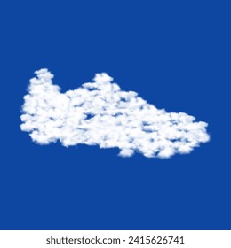 Clouds in the shape of a football boot symbol on a blue sky background. A symbol consisting of clouds in the center. Vector illustration on blue background