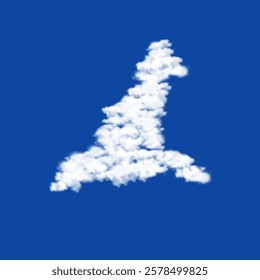 Clouds in the shape of a fox symbol on a blue sky background. A symbol consisting of clouds in the center. Vector illustration on blue background