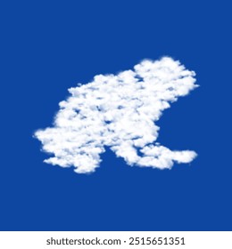 Clouds in the shape of a frog symbol on a blue sky background. A symbol consisting of clouds in the center. Vector illustration on blue background