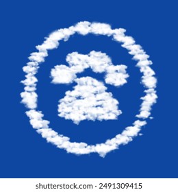 Wolken in Form eines pelzigen Geschlechtsymbols auf blauem Himmel Hintergrund. Ein Symbol, das aus Wolken in der Mitte besteht. Vektorillustration auf blauem Hintergrund
