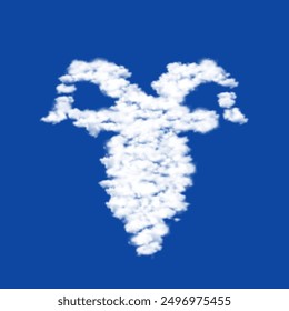 Clouds in the shape of a goat symbol on a blue sky background. A symbol consisting of clouds in the center. Vector illustration on blue background