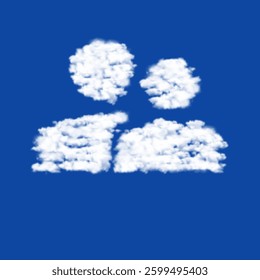 Clouds in the shape of a group symbol on a blue sky background. A symbol consisting of clouds in the center. Vector illustration on blue background