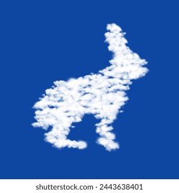 Clouds in the shape of a hare symbol on a blue sky background. A symbol consisting of clouds in the center. Vector illustration on blue background