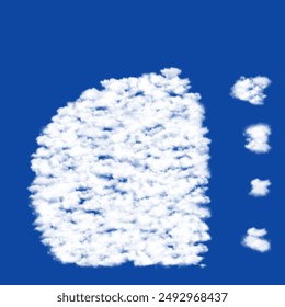 Clouds in the shape of a headlight symbol on a blue sky background. A symbol consisting of clouds in the center. Vector illustration on blue background