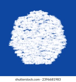 Clouds in the shape of a heptagon symbol on a blue sky background. A symbol consisting of clouds in the center. Vector illustration on blue background