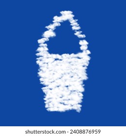 Clouds in the shape of a ice cream symbol on a blue sky background. A symbol consisting of clouds in the center. Vector illustration on blue background