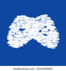 Clouds in the shape of a joystick symbol on a blue sky background. A symbol consisting of clouds in the center. Vector illustration on blue background