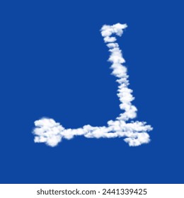 Wolken in der Form eines Tretroller-Symbol auf einem blauen Himmel Hintergrund. Ein Symbol, das aus Wolken in der Mitte besteht. Vektor-Illustration auf blauem Hintergrund