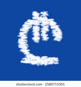 Clouds in the shape of a lary symbol on a blue sky background. A symbol consisting of clouds in the center. Vector illustration on blue background