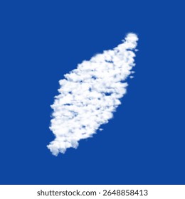 Clouds in the shape of a leaflet symbol on a blue sky background. A symbol consisting of clouds in the center. Vector illustration on blue background
