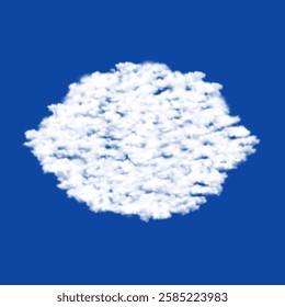 Clouds in the shape of a lemon symbol on a blue sky background. A symbol consisting of clouds in the center. Vector illustration on blue background