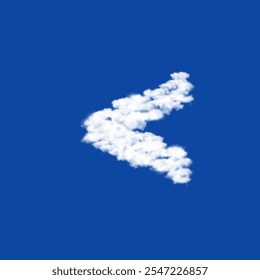 Clouds in the shape of a less symbol on a blue sky background. A symbol consisting of clouds in the center. Vector illustration on blue background