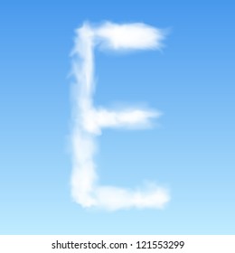 Clouds in shape of the letter E. Vector illustration.